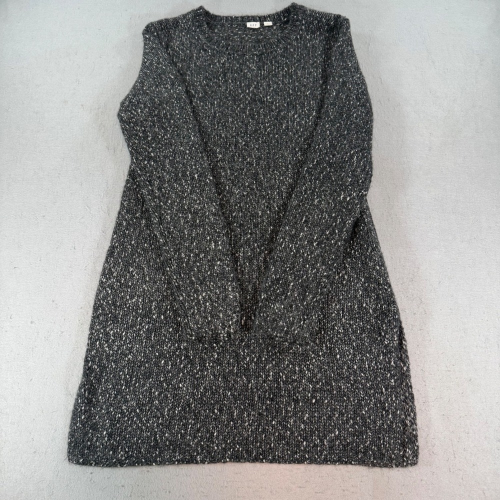 Gap Womens Gray Marled Knit Crew Neck Long Sleeve Mini Sweater Dress Size Small